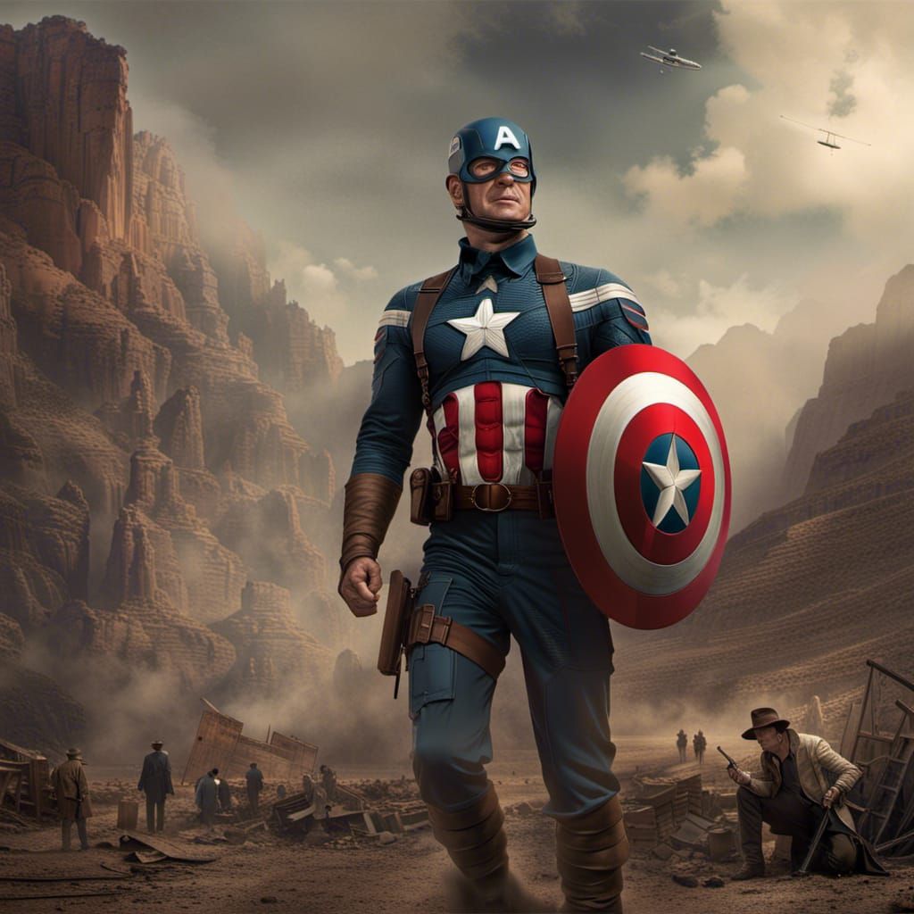 John Wayne as Captain America: Digital Matte Painting