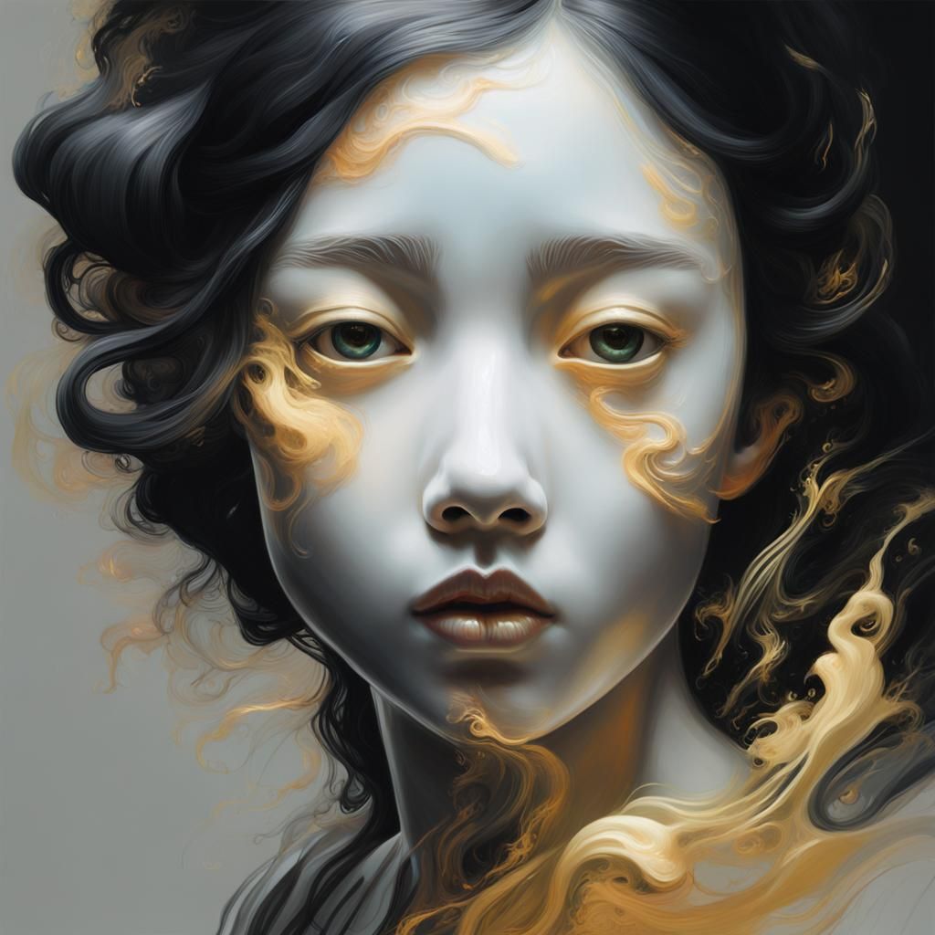 Surreal Porcelain Faces in Digital Oil Painting