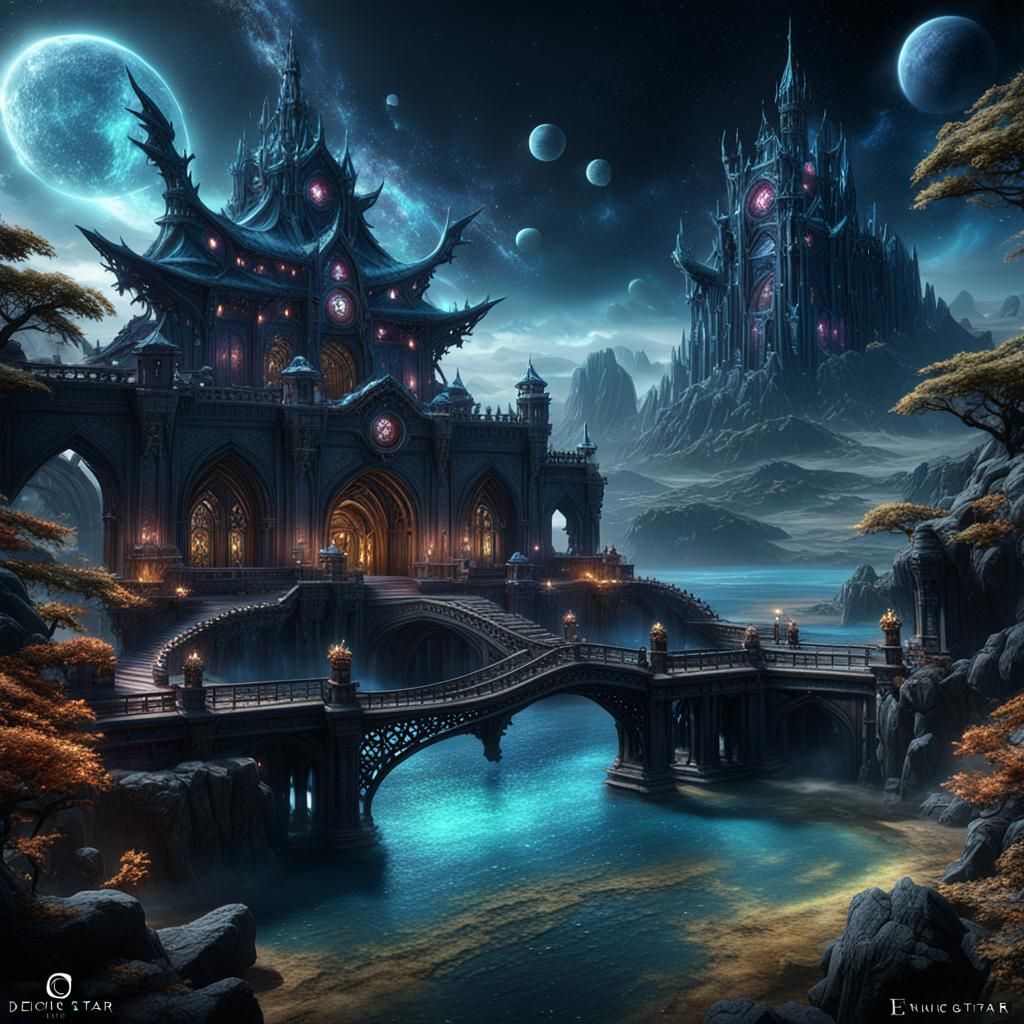 Demonic Star Ocean in Detailed Matte Painting Style