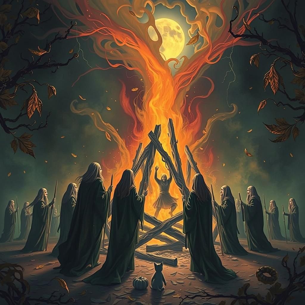 Celtic Samhain Bonfire and Spirits Crossing Over