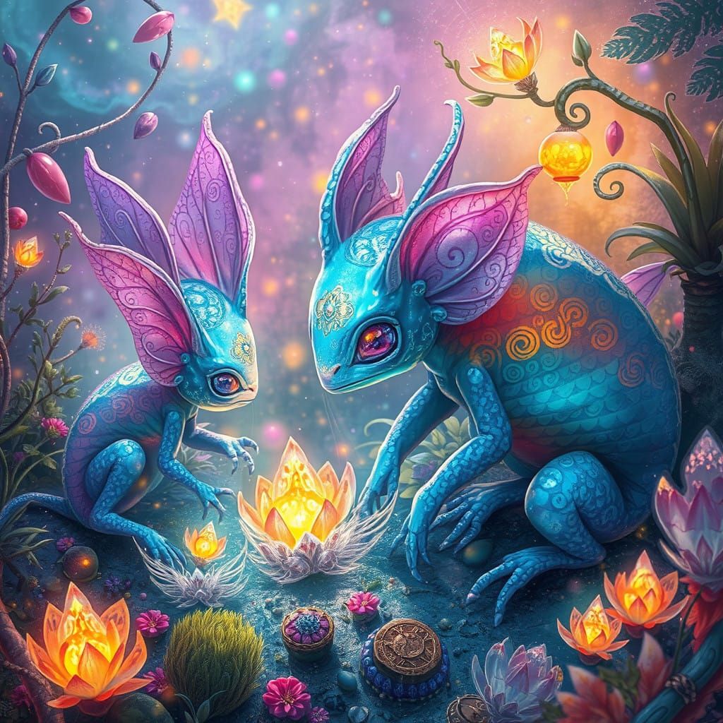 Otherworldly Biome Creatures in Iridescent, Glowing Ecosyste...