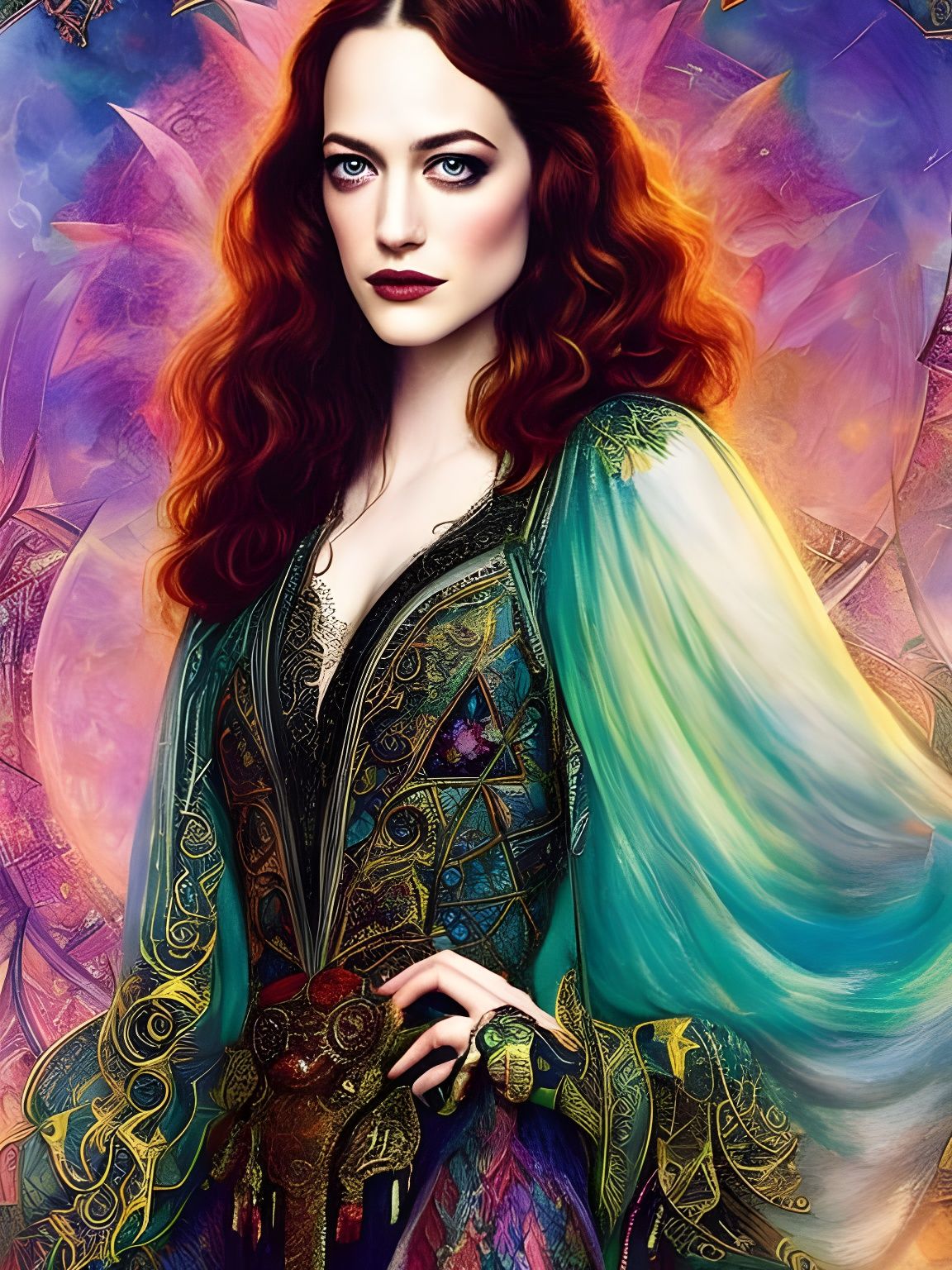 Gothic Witch Portrait in Hyperrealistic Style