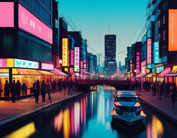 Anime Girls in Cityscape with Bunny Ears