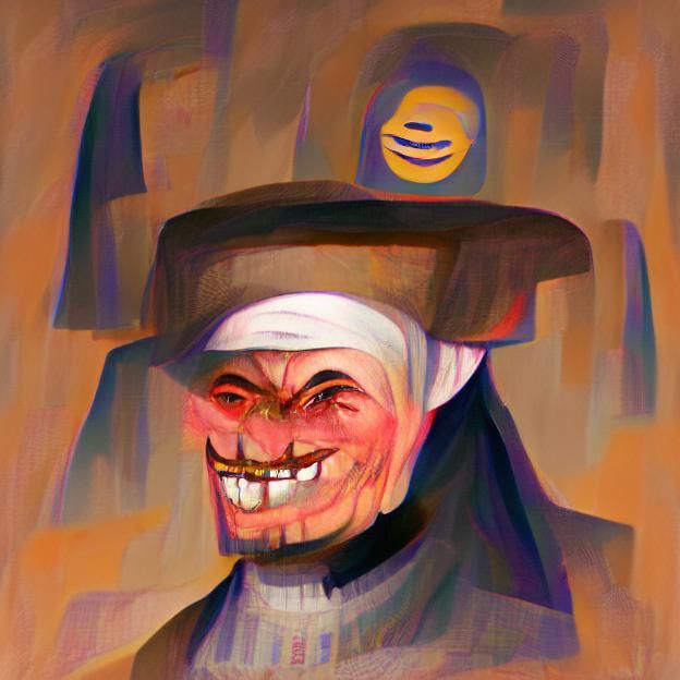 Sinister Pilgrim Portrait with Deranged Grin