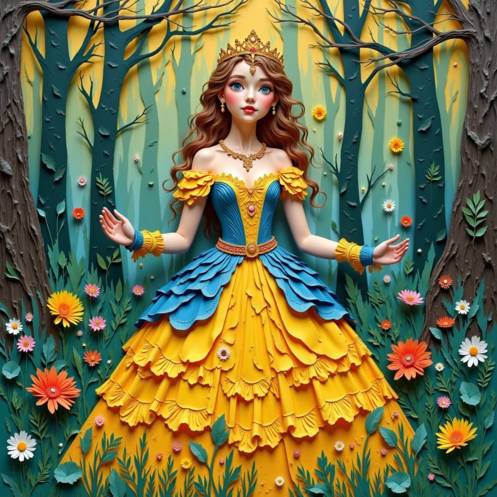 Princess in Forest, Alphonse Mucha Art Nouveau Style