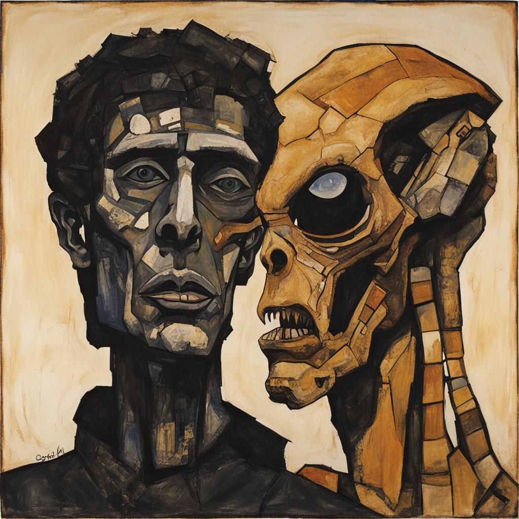 Xenomorph Portrait in Expressionist Style