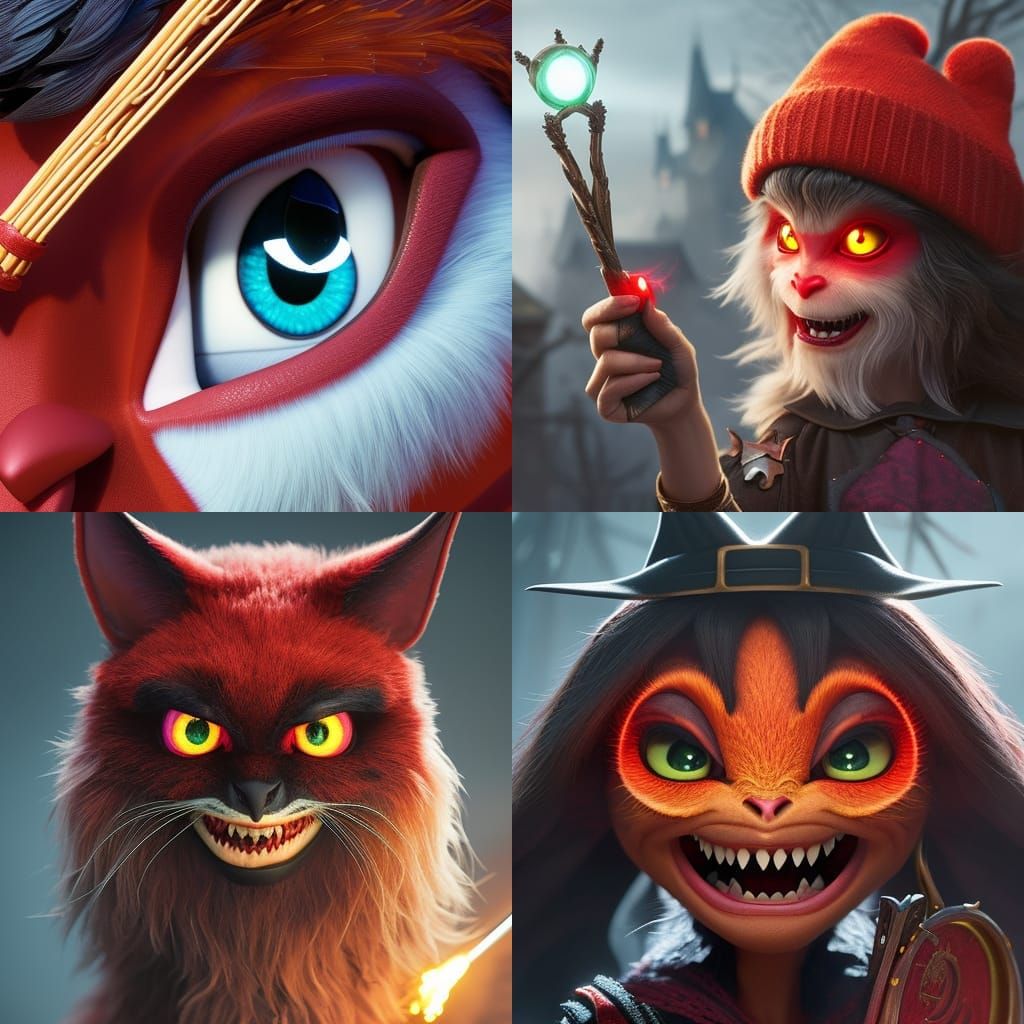 Adorable Demon Witch Portrait in Detailed 3D Style