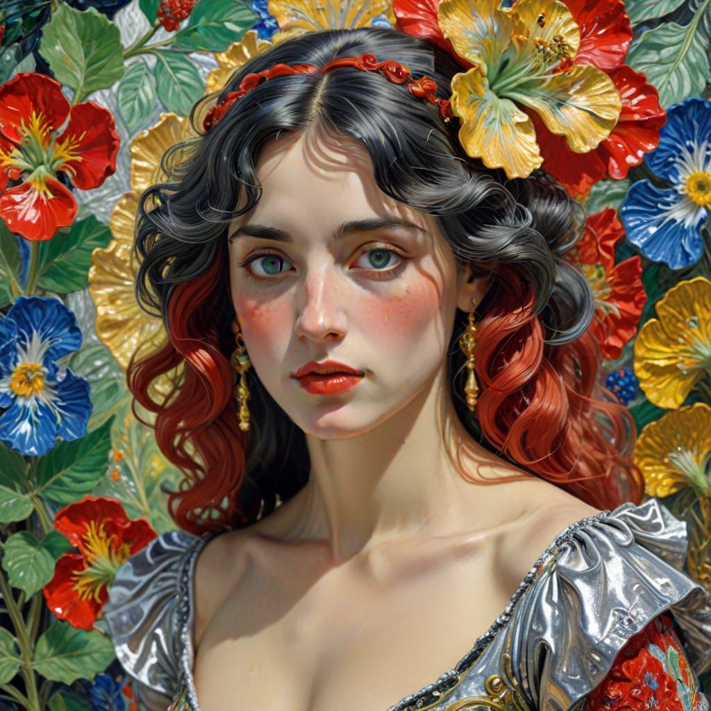 Ethereal Beauty in a Psychedelic Oil Painting