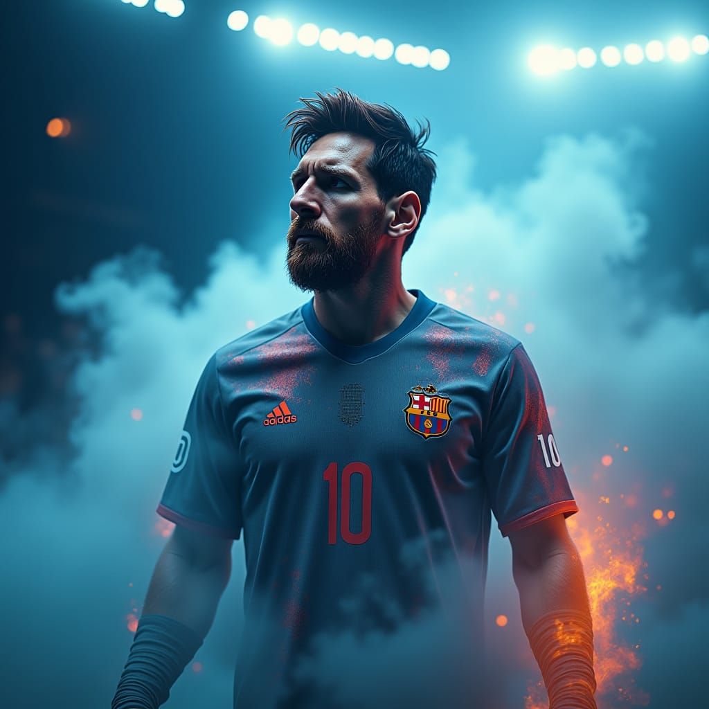 Messi in Surreal Fantasy Realm, Digital Art