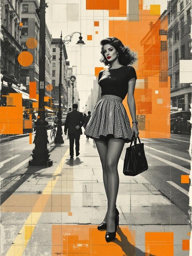 1950s Pin-Up in Urban Melancholy, Bauhaus Style