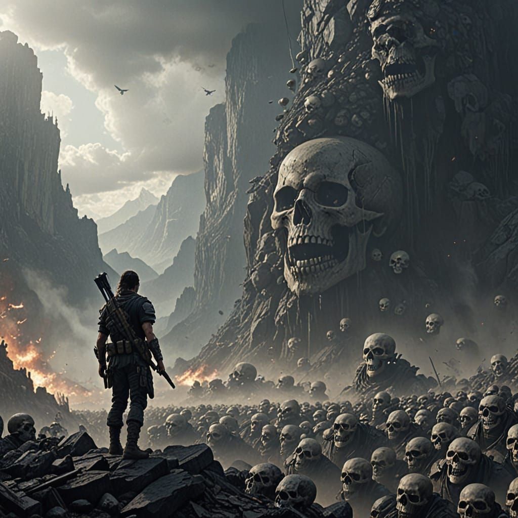 Dystopian Skull Mountain: Epic Digital Matte Painting