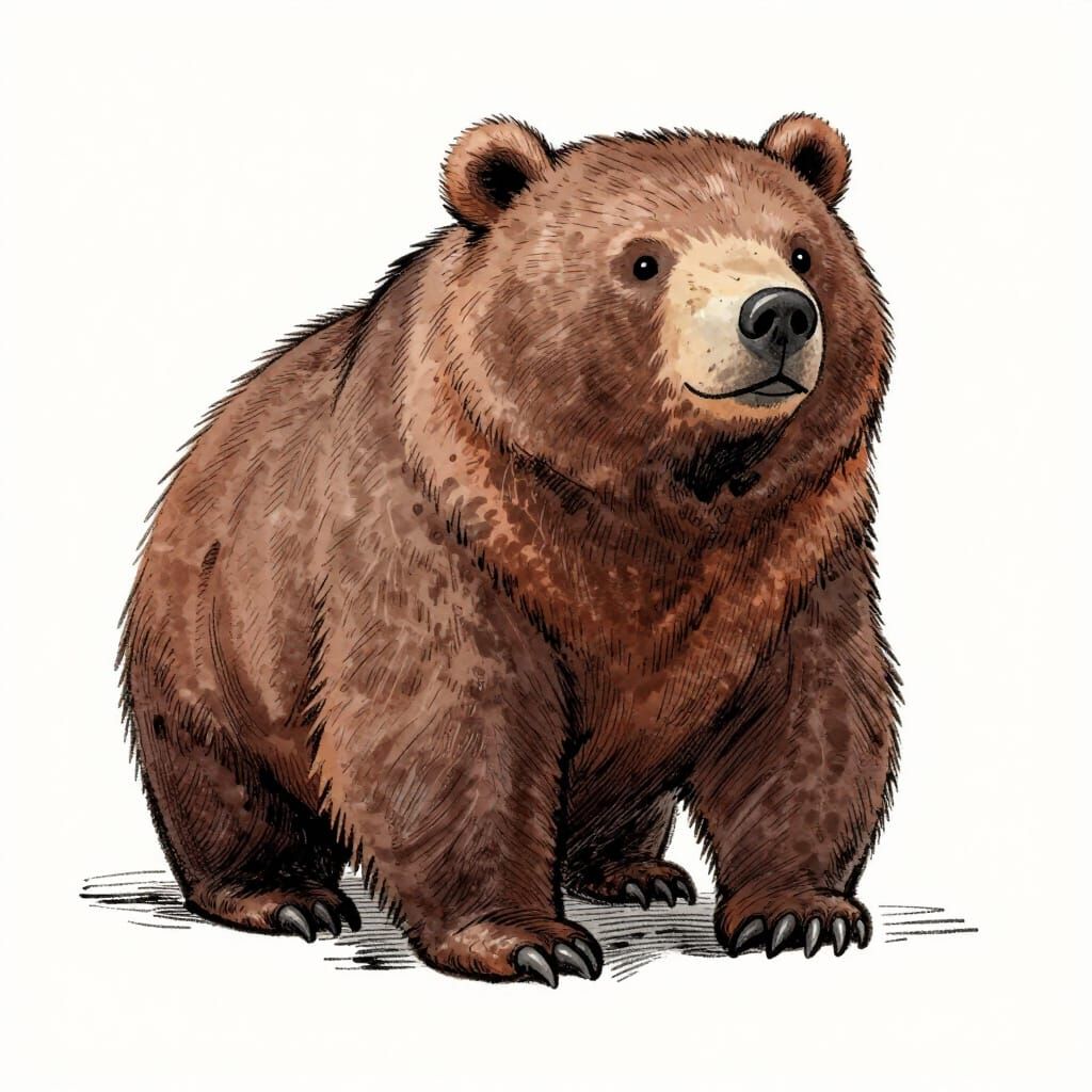 Stylized Tardigrade Illustration in Ink Drawing Style