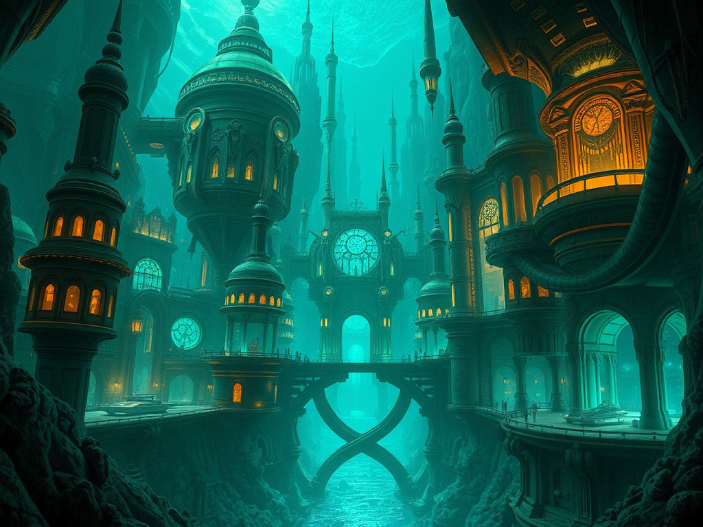 Bioluminescent Metropolis Inspired by Retro-Futurism