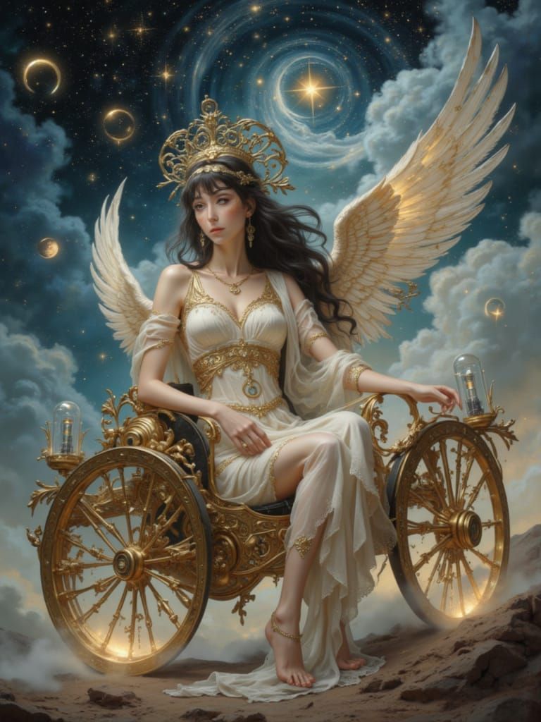 Steampunk Celestial Chariot Pulled By Constellations