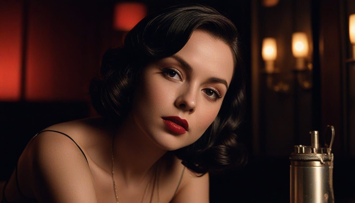 Vintage Hollywood Film Noir Portrait in Color