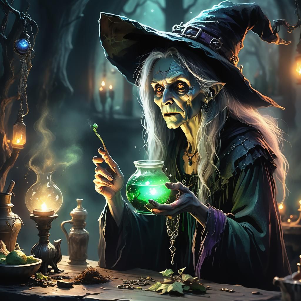 Mystical Witch Potion in Dreamlike Fantasy Art