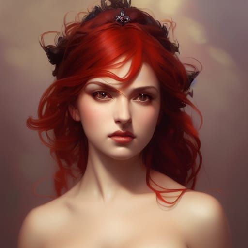 Seductive Fantasy Princess Portrait in Hyperdetailed Style