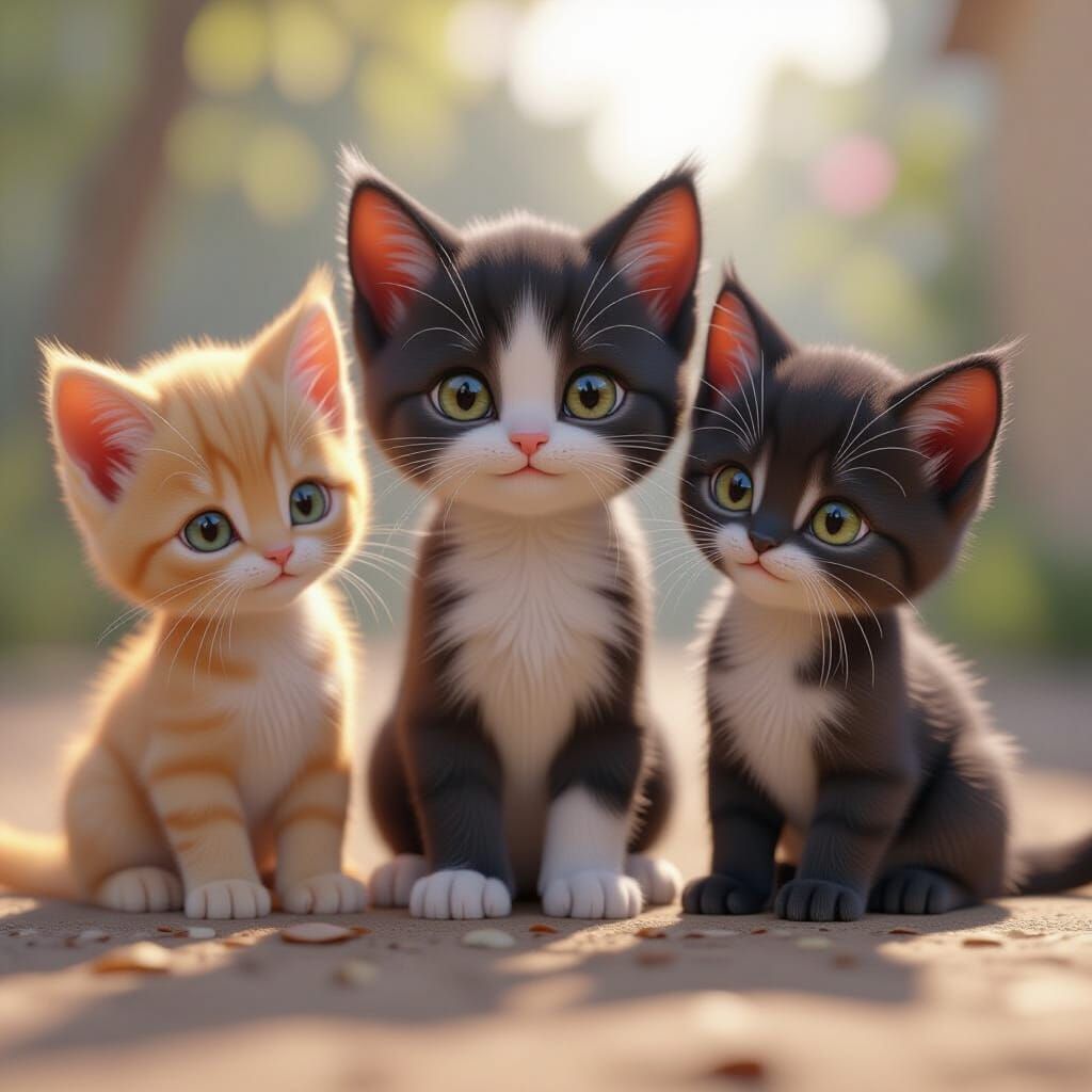 Baby Kittens in Epic 3D Game Cinematic Style