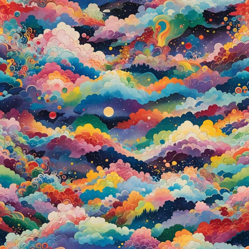 Rainbow Mist and Aurora in Color Field Style