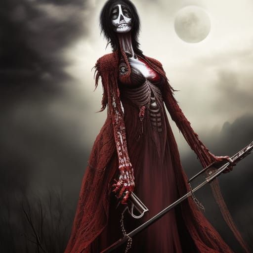 Night Horror Woman in Japanese Manga Style