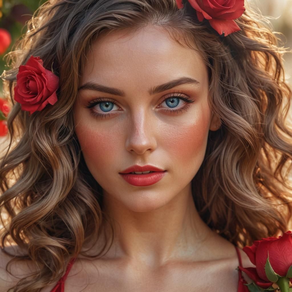 Beautiful Woman in Red Bikini: Hyperrealistic Digital Art