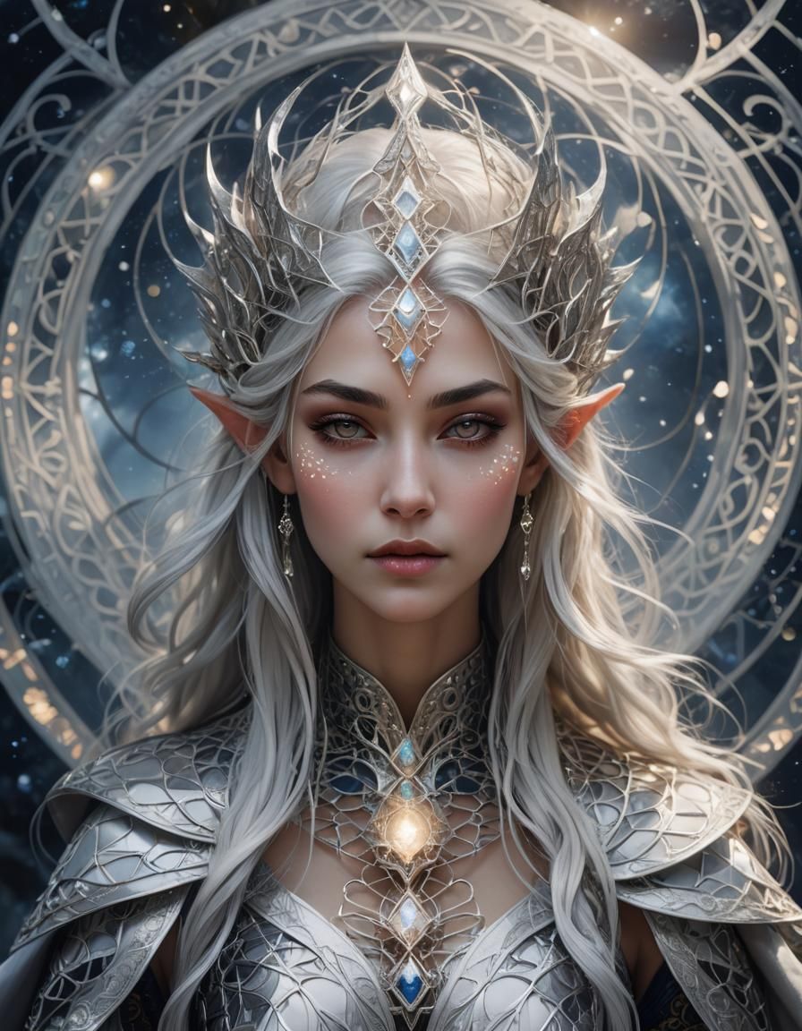 Elven Moon Queen Portrait in Photorealistic Style