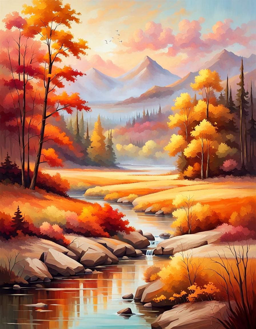 Calm Warm Colored Landscape Masterpiece