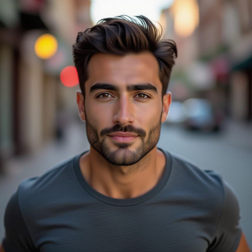 Turkish Man Running Portrait in Studio Lighting