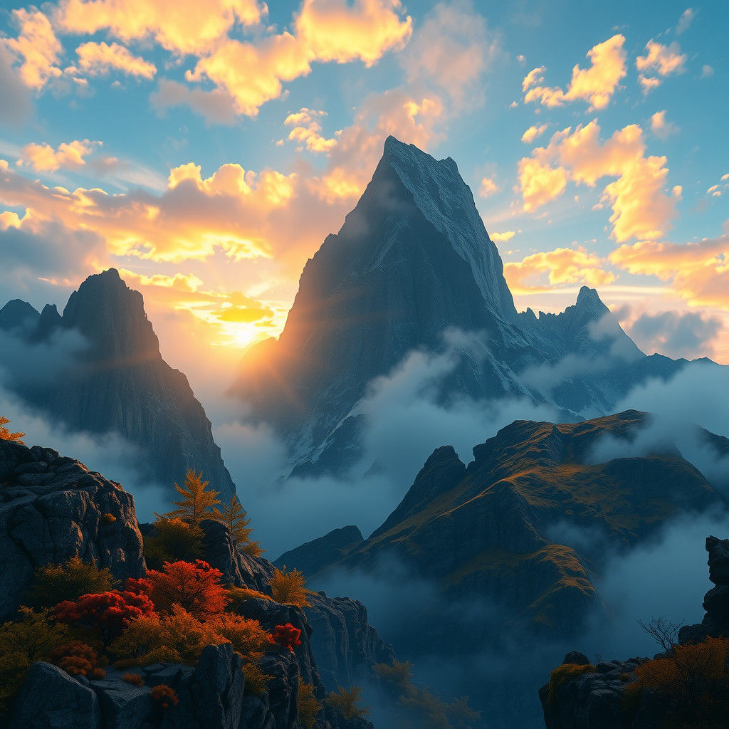 Mystical Mountain Range in a Fantasy Landscape