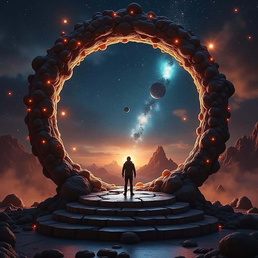 Sci-Fi Wonderland Emerging from Mandala Portal