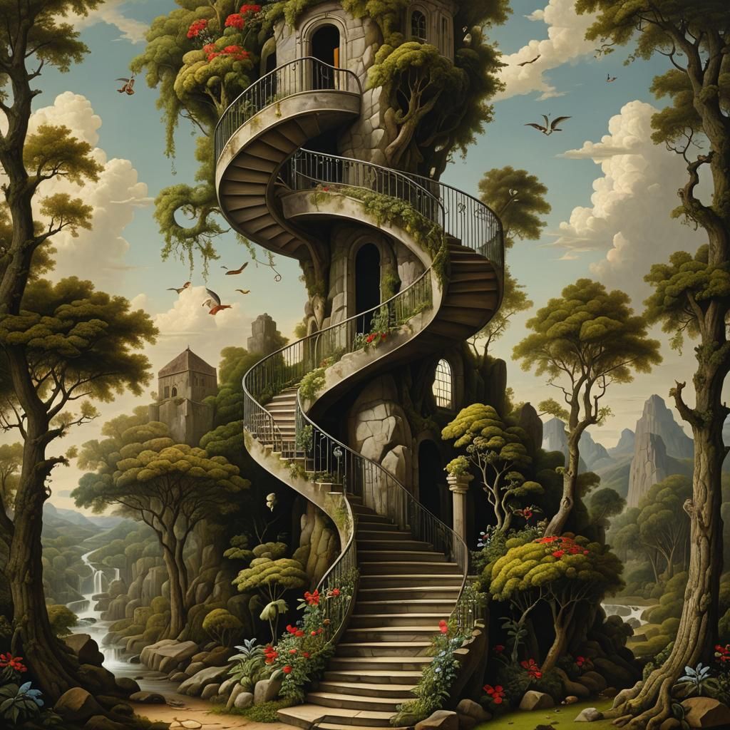 Spectacular Serpentine Spiral Stairs in Surreal Style