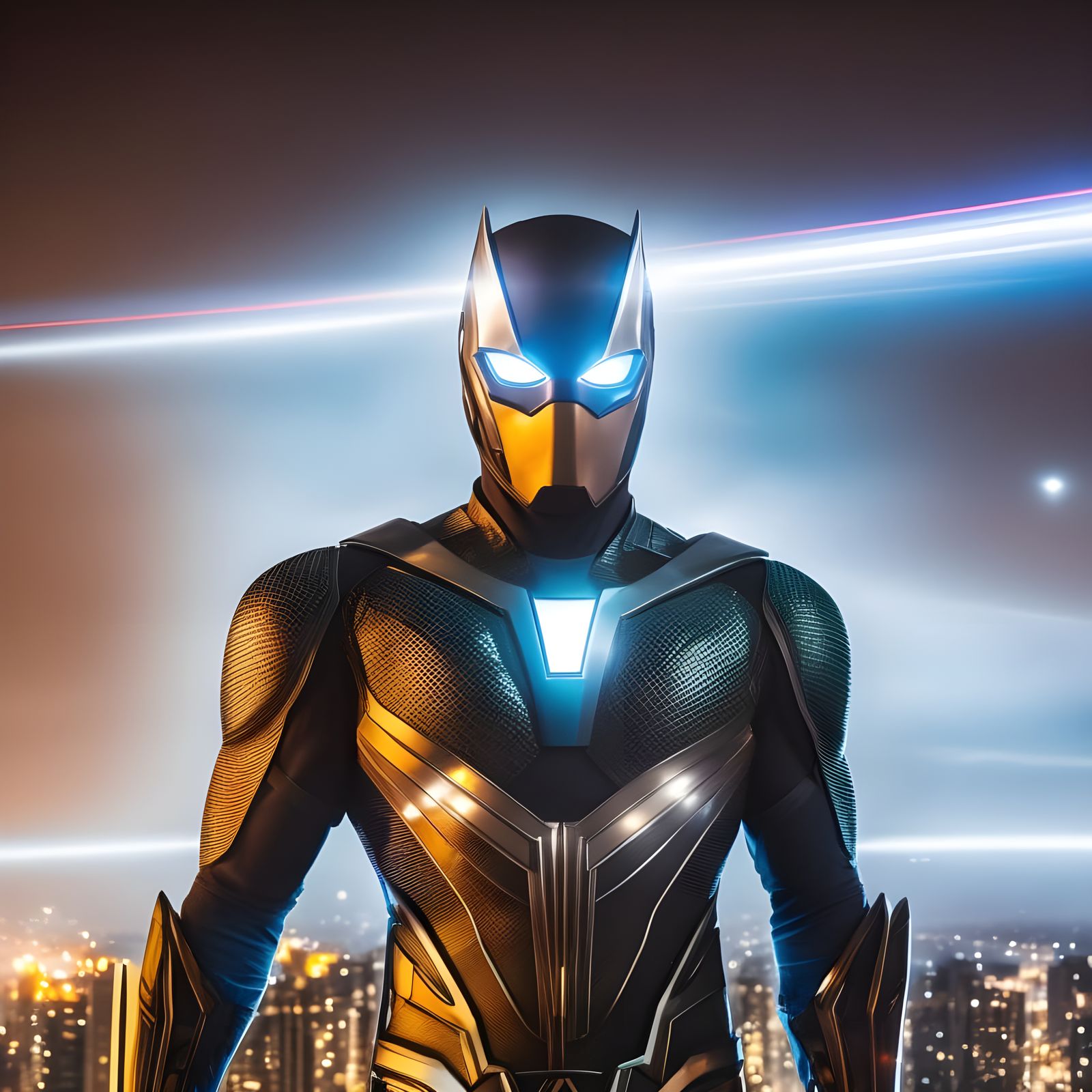 Hyper Realistic Superhero in Blue Suit
