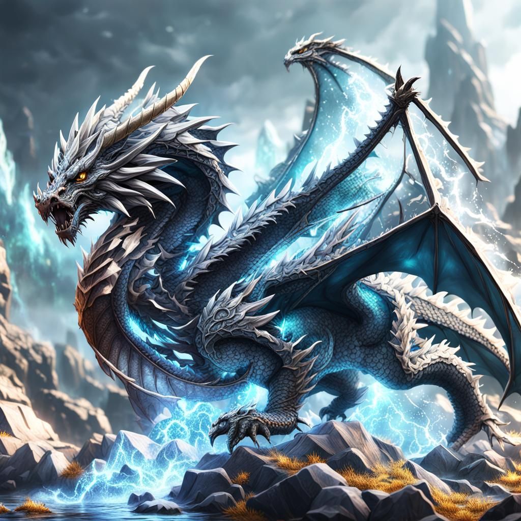 Detailed Crystalline Dragon Fantasy Concept Art