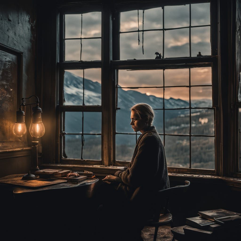 Moody Portrait of a Woman with a Dragon Tattoo in a Dimly Li...