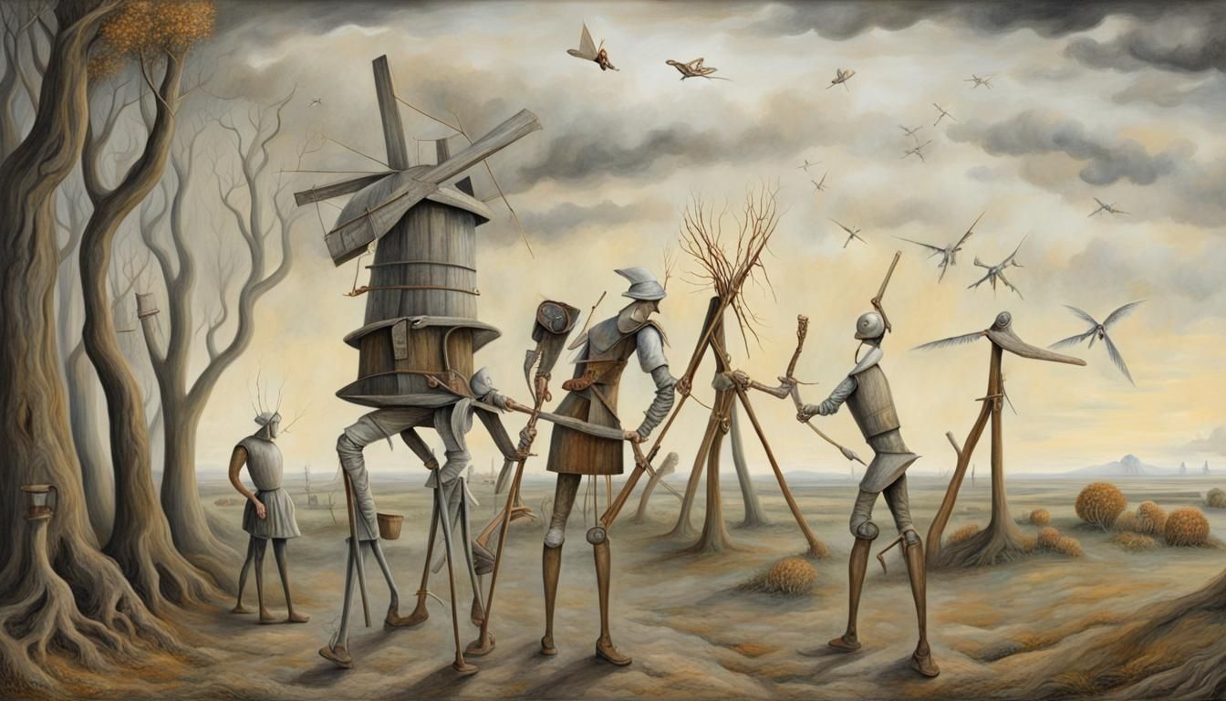 Don Quixote's Surreal Robot Battle