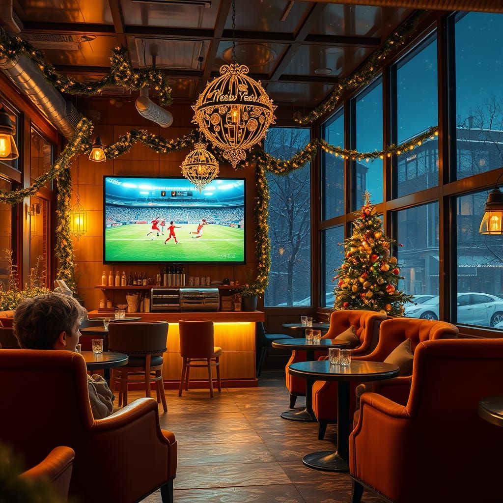 Cozy Winter Sports Night in a Whimsical Cafe