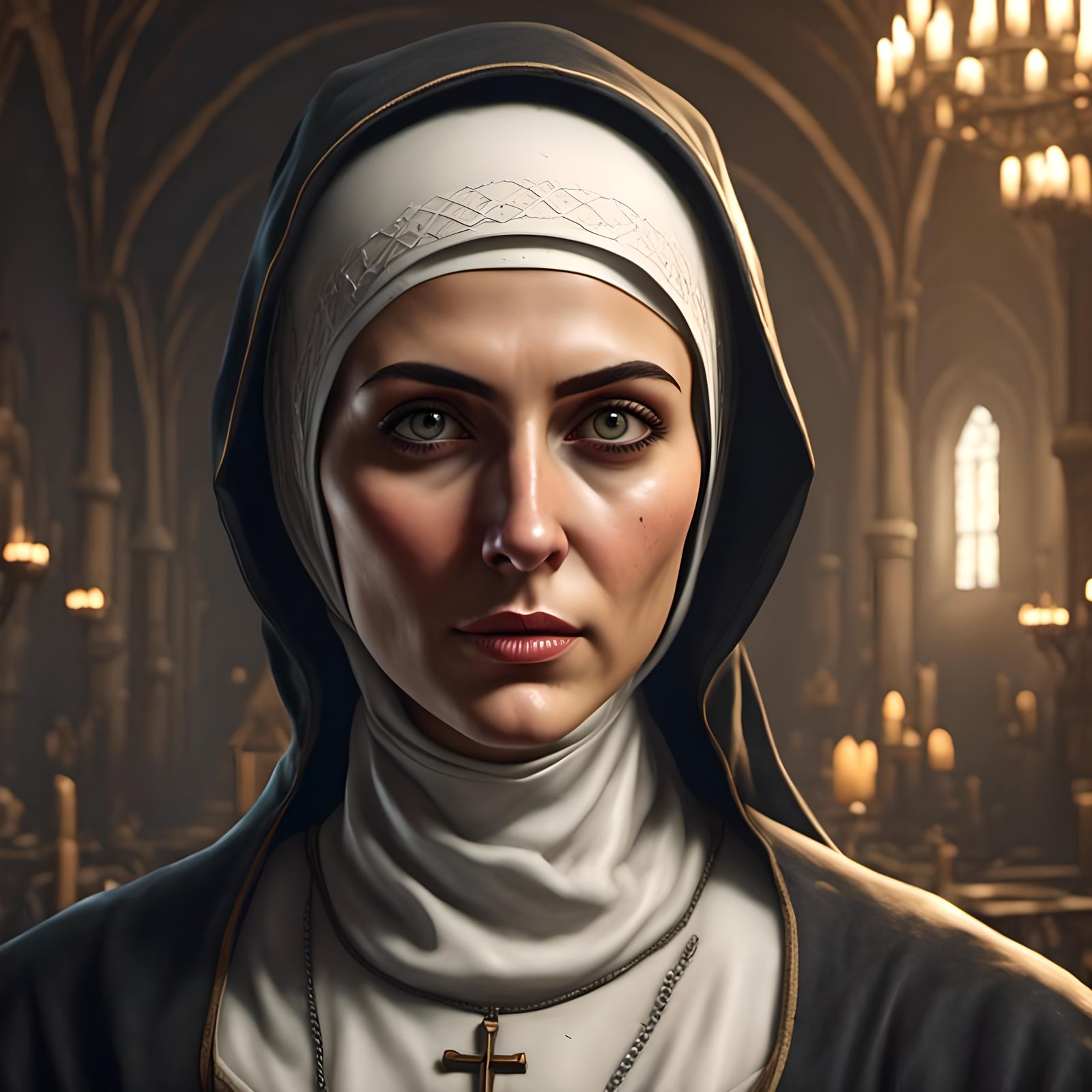 Italian Nun in Fallout Video Game Portrait