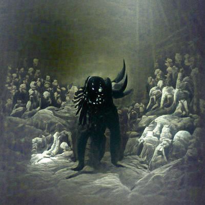Demonic Black Skull Emperor in Horror Style