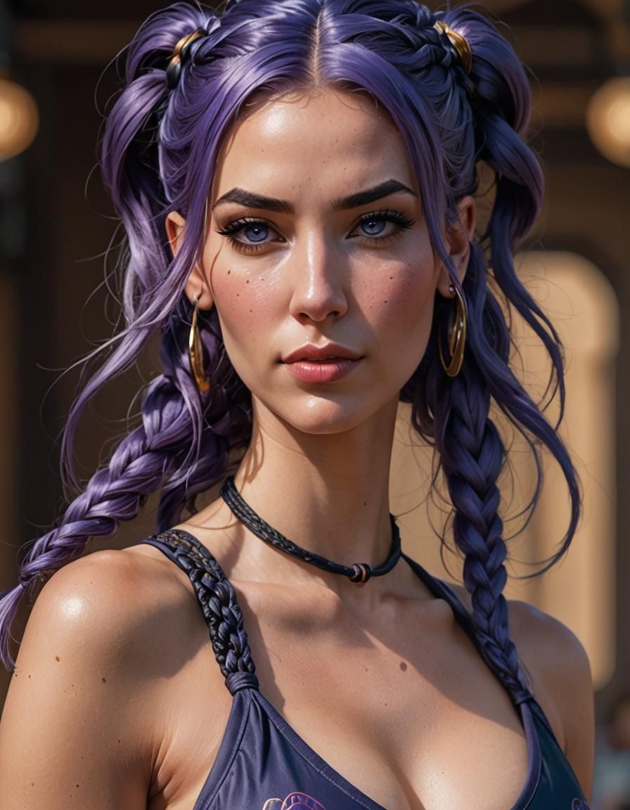 Beautiful Woman with Purple Hair as Digital Art