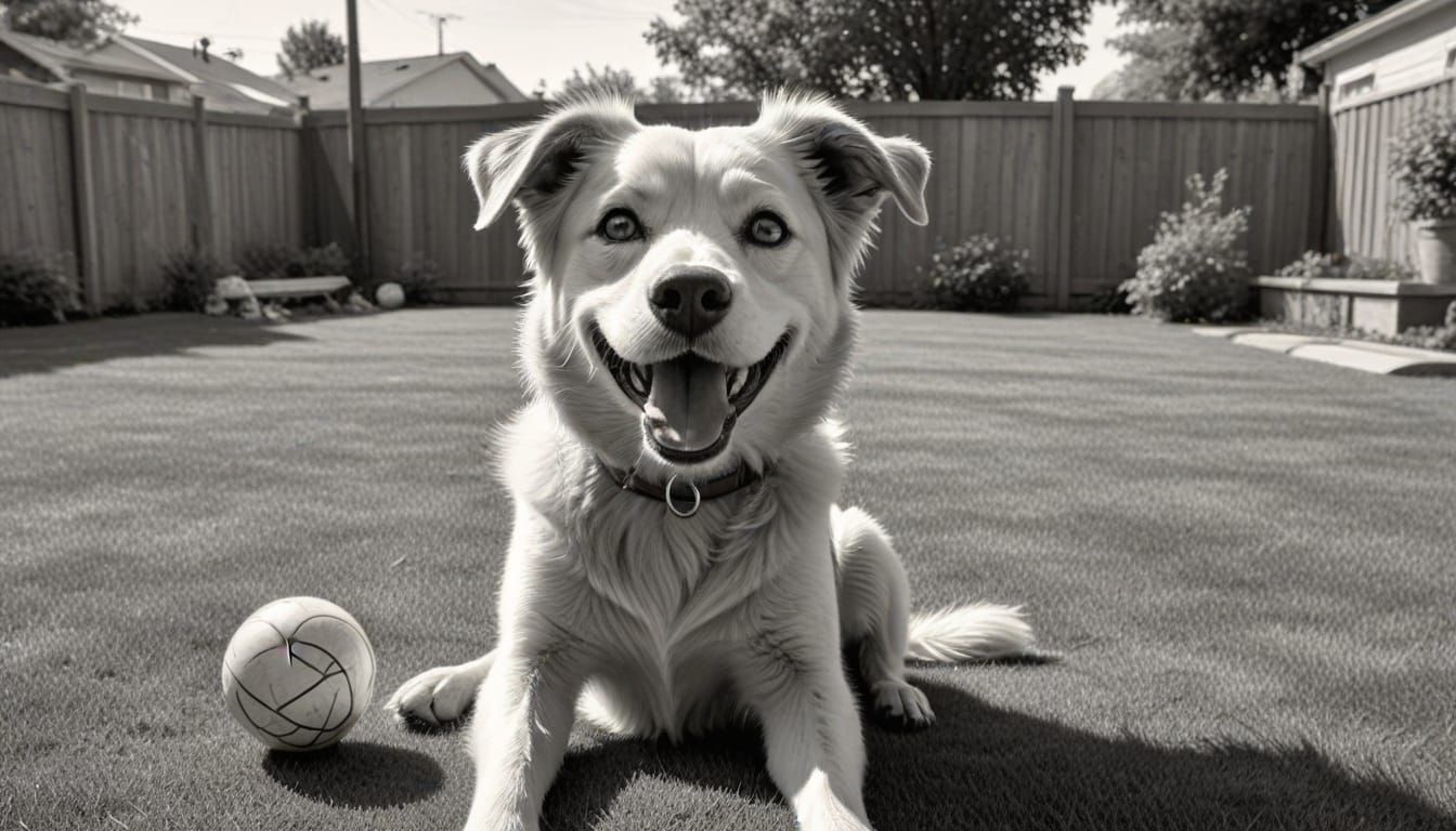 Pencil Sketch of Joyful Dog with Exaggerated Smile