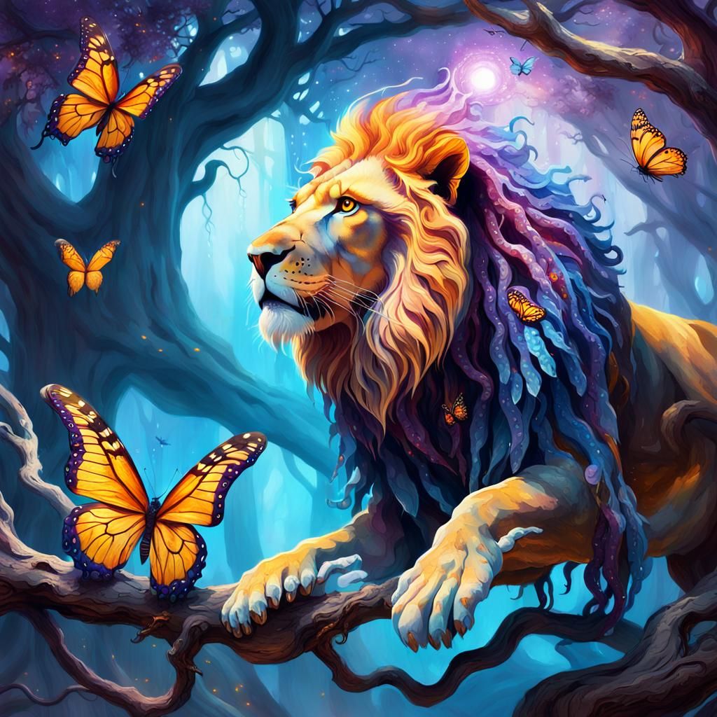 Lion Octopus Hybrid in Ethereal Fantasy Art