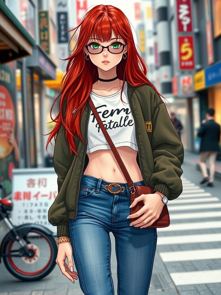 Fem Fatale Street Fashion in Hyperrealistic Anime Style