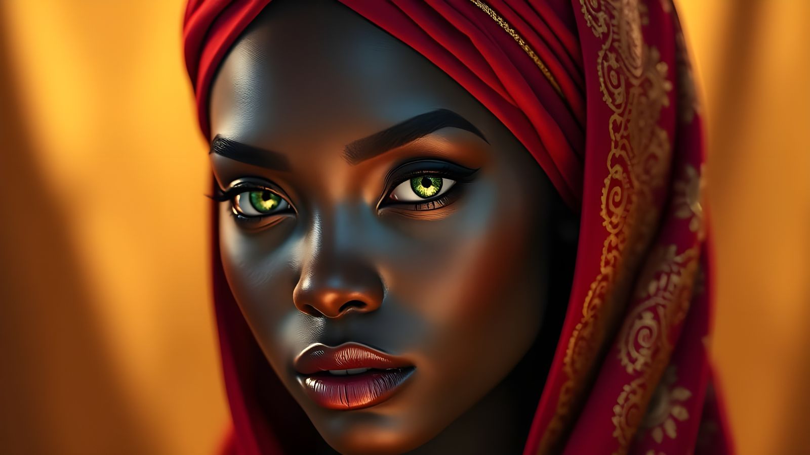 Luxurious Black Woman Portrait in Hyperrealistic Style