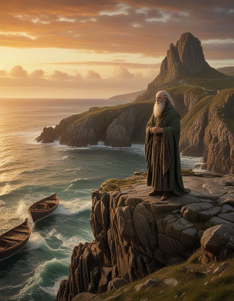 Medieval Saint Brendan in Celtic Boats