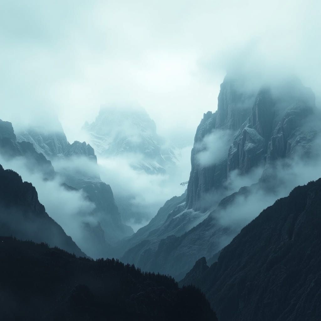 Majestic Underworld Mountains in Dark, Symbolic Style