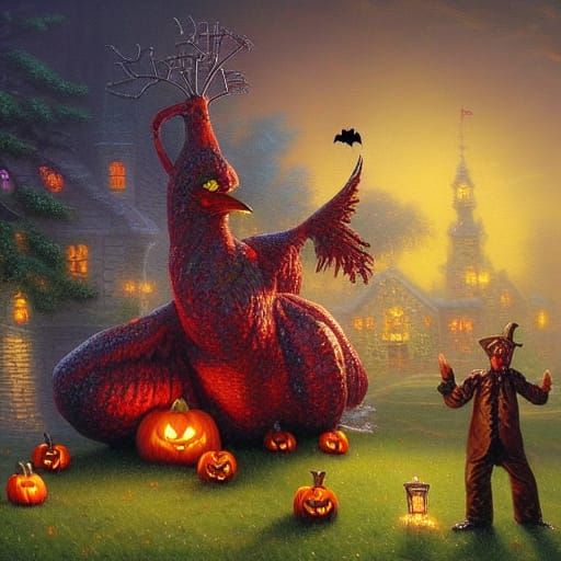 Zombie Turkey Celebrates Halloween Christmas Fantasy