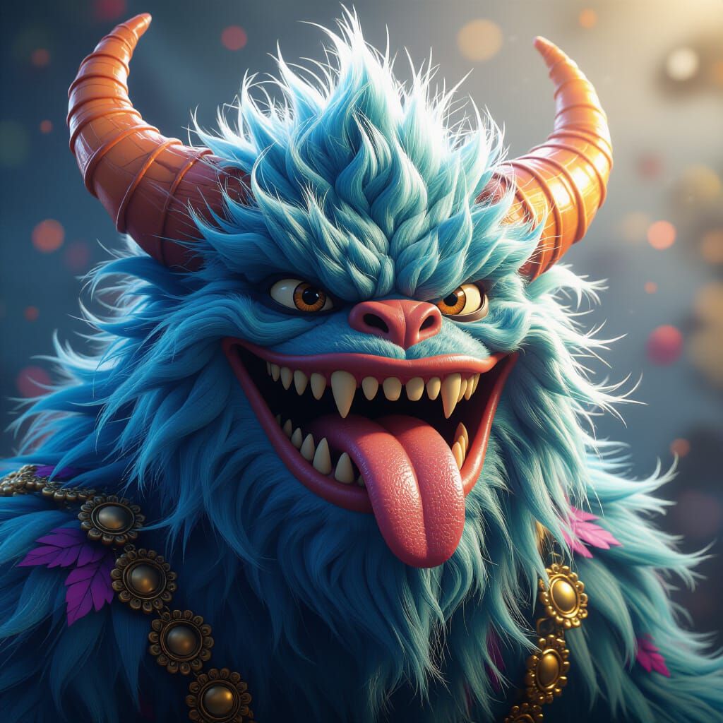 Vibrant Furry Monster Portrait in Unreal Engine 5 Style