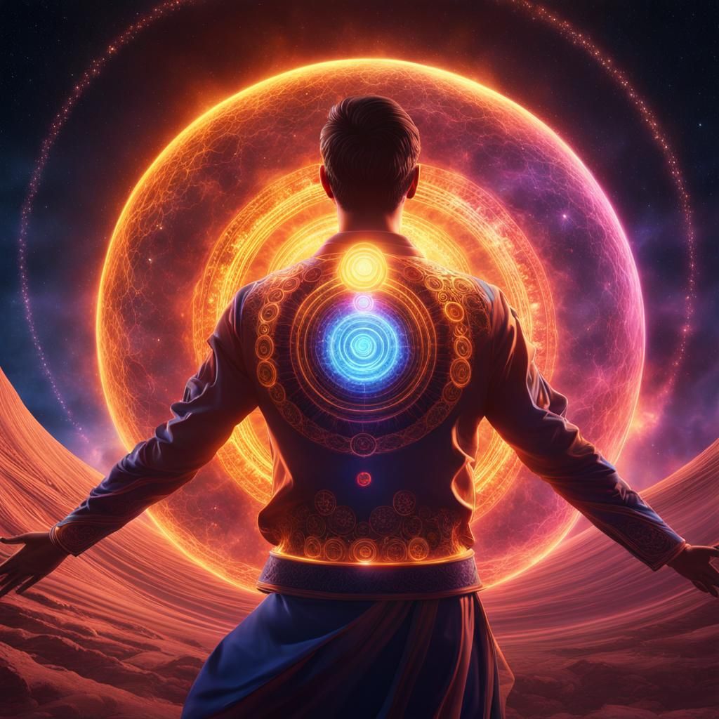 Radiant Energy Worker with Chakra System: Fantasy Art