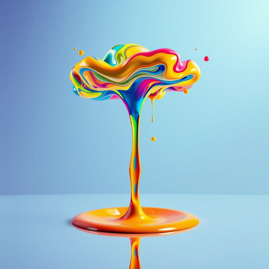Vibrant Paint Cloud Pouring Color: Pop Art Screen Print
