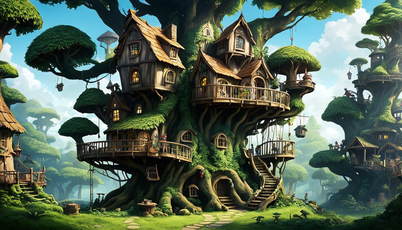 Enchanting Fairy Village in a Treehouse